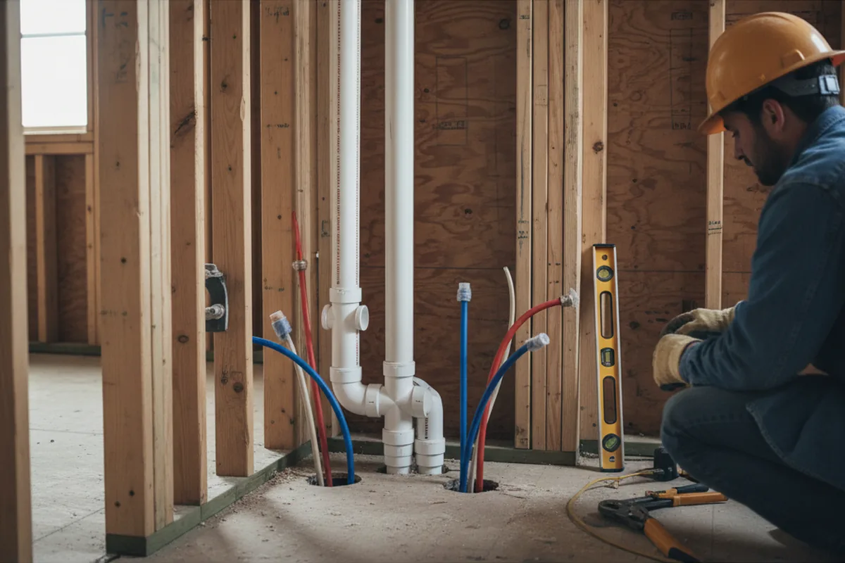Drain and supply rough-in during Leak Detection in Richmond